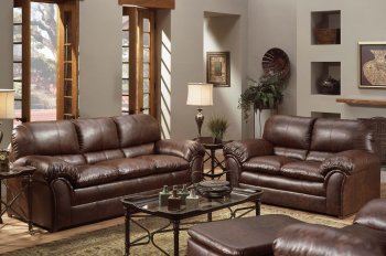 Mahogany Bycast Leather Modern Sofa and Loveseat Set [UDS-6152-SL-Mahogany]
