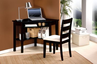 Black Finish Modern Naco 2Pc Corner Desk & Chair By Acme