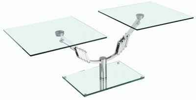 8124 Clear Glass Motion Cocktail Table by Chintaly