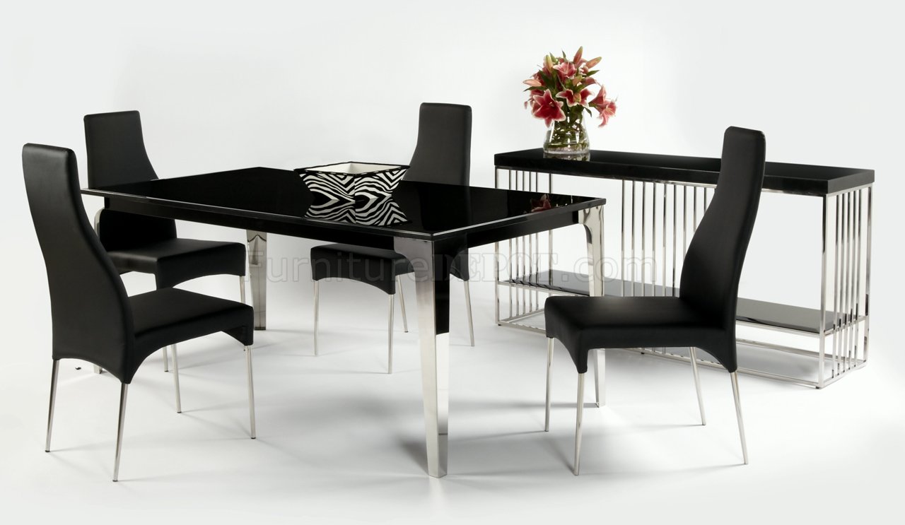 Black Marble Top Modern Dining Table W Optional Side Chairs