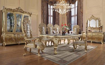 Cabriole Dining Table DN01482 in Gold by Acme w/Options