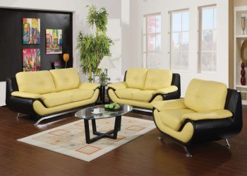 50760 Oberon Sofa in Yellow & Black Bonded Leather by Acme [AMS-50760 Oberon]