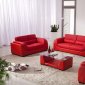 Red Bonded Leather Contemporary 3Pc Sofa Set w/Coffee Table