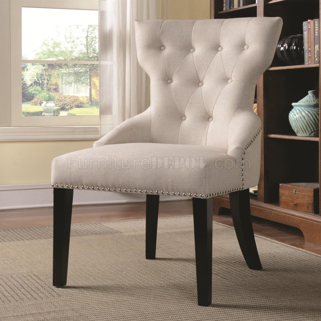 902238 Accent Chair Set of 2 in Cream Fabric by Coaster - Click Image to Close