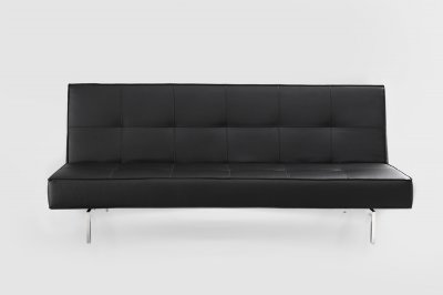 Black Fabric Contemporary Convertible Sofa Bed w/Metal Legs