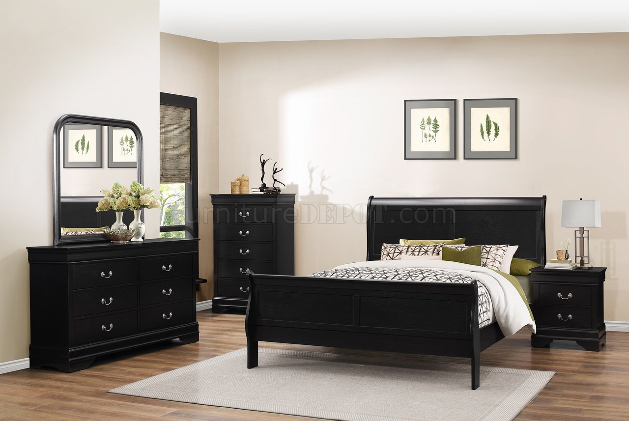Black King Bedroom Set 5 Pcs LOUIS PHILLIPE Galaxy Home Traditional Modern  – buy online on NY Furniture Outlet
