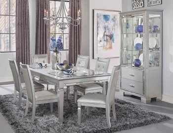 Allura Dining Table 1916-84 in Silver by Homelegance w/Options [HEDS-1916-84-Allura]