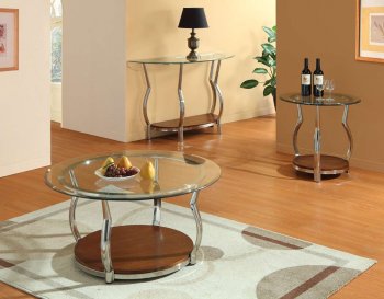 Glass Modern Coffee Table w/Chrome Legs & Bottom Shelf [HECT-3302]