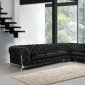Sheila Sectional Sofa in Black Velvet Fabric by VIG