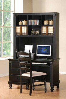Pottery 875 Writing Desk w/Hutch in Black by Homelegance