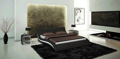 J213B Apollo Bed in Black & White Leatherette by VIG