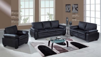 Black Bonded Leather Modern Sofa & Loveseat Set w/Options