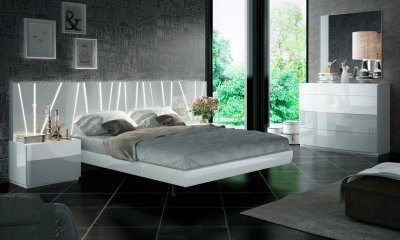 Ronda Bedroom in White & Light Grey by ESF w/Salvador Bed