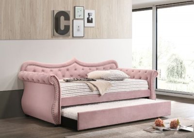 Adkins Daybed 39420 in Pink Velvet by Acme w/Trundle