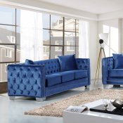 Reese 648LtBlu Sofa in Light Blue Velvet Fabric w/Optional Items