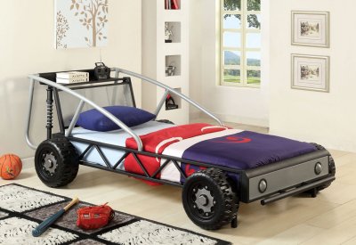 CM7104SB Modern Racer Car Bed in Black & Silver Tone