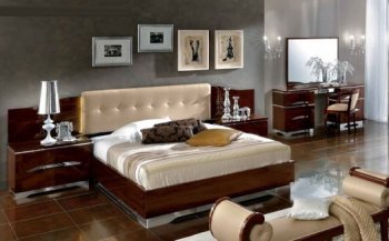 Matrix Bedroom by ESF w/Beige Leatherette Headboard & Options [EFBS-Matrix Beige]
