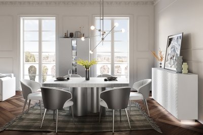 Wave Dining Table in White by ESF w/Options