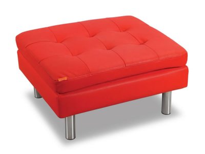 Red Color Contemporary Leather Ottoman