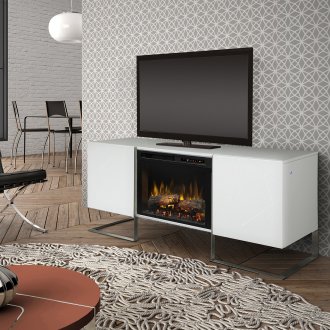 Chase Electric Fireplace Media Console White by Dimplex w/Logs