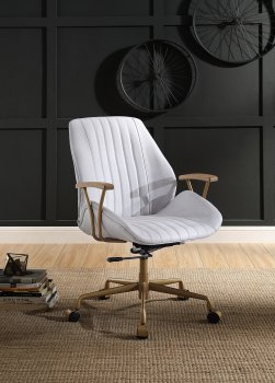 Hamilton Office Chair 93241 in White Top Grain Leather by Acme [AMOC-93241 Hamilton]