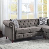 Waldina Sectional Sofa LV00499 in Brown Fabric by Acme