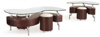 S Shape Coffee Table 3Pc Set T288MC in Mahogany [GFCT-T288MC-288ME]