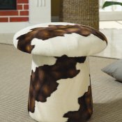 Cream&Brown Fabric Mushroom Shaped Modern Ottoman w/Swivel Seat