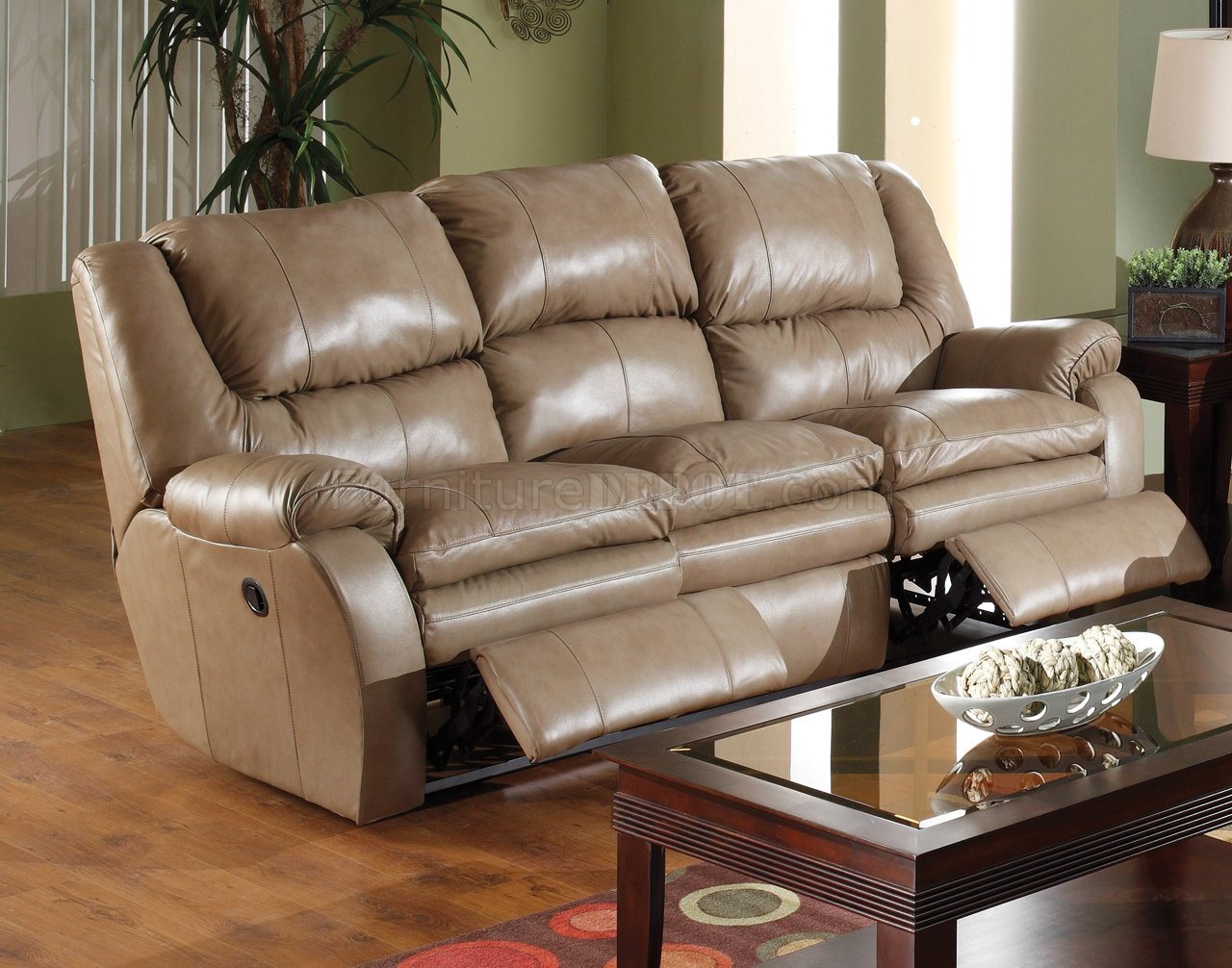 top grain leather manual reclining sofa