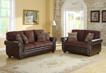 Beckstead 9735 Sofa by Homelegance in Fabric & Vinyl w/Options [HES-9735 Beckstead]