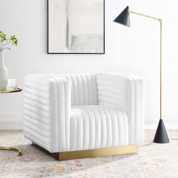 Charisma Accent Chair in White Velvet by Modway [MWAC-3887 Charisma White]