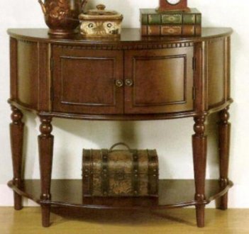 Brown Finish Elegant Accent Table w/Shelf