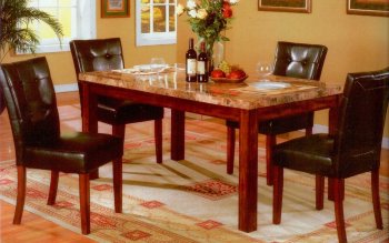 Faux Marble Top & Oak Finish Base Modern Dining Table w/Options [MADS-Onyx-2545]