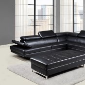 U8138 Sectional Sofa Black Bonded Leather by Global w/Options