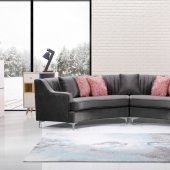 LCL-001 Sectional Sofa in Gray Velvet