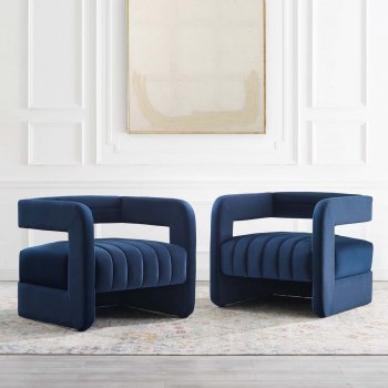 Range Accent Chair Set of 2 in Midnight Blue Velvet by Modway [MWAC-4163 Range Midnight Blue]