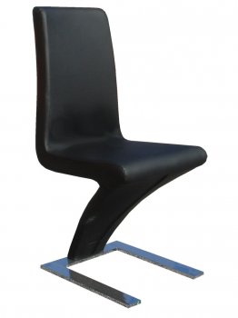 Black Leatherette Set of 4 Modern Dining Chairs w/Chrome Base [GRDC-C-379-Black]