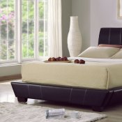 Black Leatherette Modern Platform Bed w/Contrasting Stitching