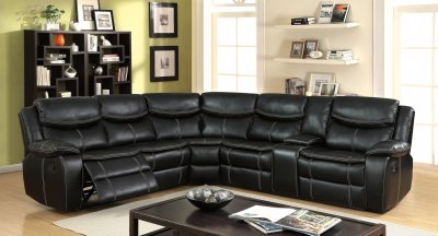 Gatria Reclining Sectional Sofa CM6982 in Black Leatherette
