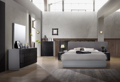 Tribeca Bedroom by J&M in Black & Gray w/Optional Casegoods