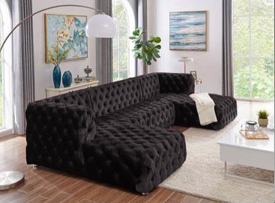 MS2086 Sectional Sofa in Black Velvet by VImports