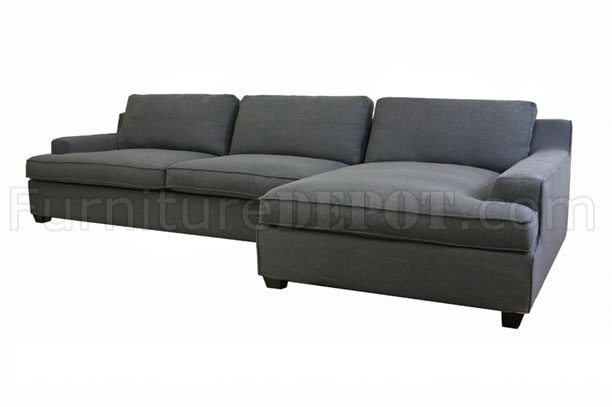 Grey Fabric Modern Sectional Sofa w/Removable Pillows - Click Image to Close