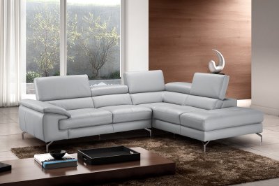 Olivia A973 Sectional Sofa in Element Grey Premium Leather - J&M