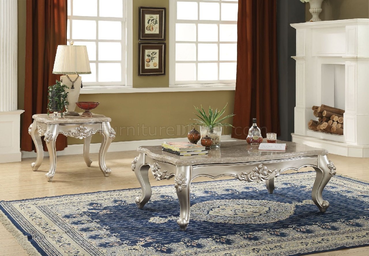 Bently Coffee Table 81665 in Champagne & Marble by Acme - Click Image to Close