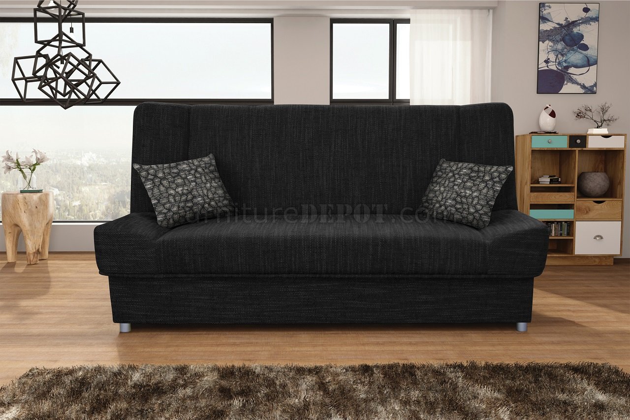 Natalia Sofa Bed in Black Fabric by Skyler Design - Click Image to Close