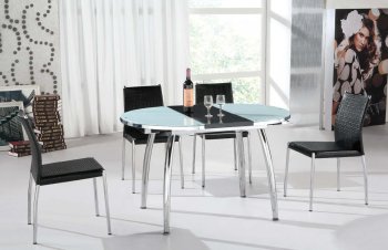 Glass Top Contemporary Extendable Dinette w/Metal Chromed Base [EFDS-8884-4159]