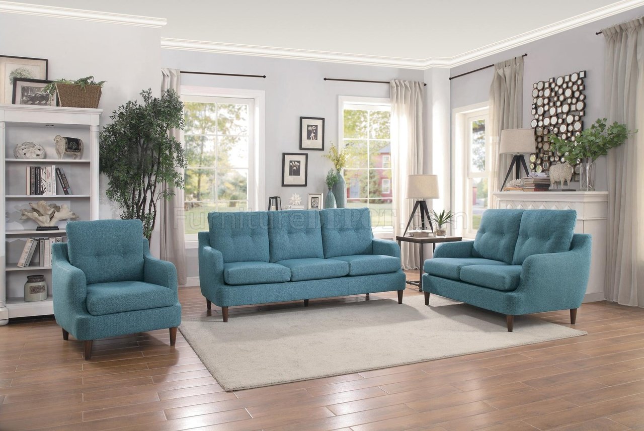 Cagle Sofa & Loveseat Set 1219BU in Blue Fabric by Homelegance - Click Image to Close