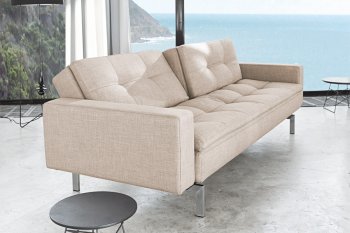 Dublexo Sofa Bed in Natural by Innovation w/Arms & Steel Legs [INSB-Dublexo-Arms-SS-527]