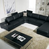 T35 Black Half Leather Sectional Sofa by VIG w/ Side Light