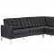 Loft L-Shaped Sectional Sofa in Black Leather by Modway